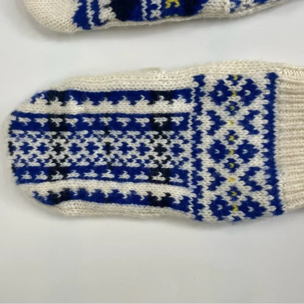 Polo Ralph Lauren ivory blue kid's gloves wool blend